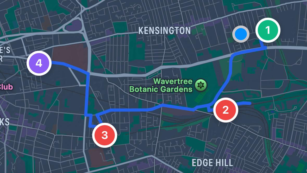 Generated practice route map
